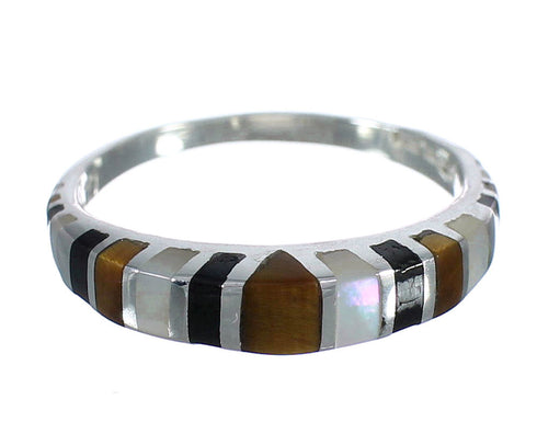 Authentic Sterling Silver And Multicolor Ring Size 6-3/4 VX62129